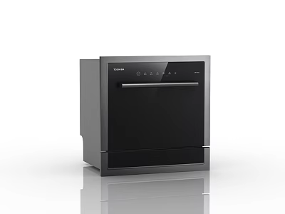 Modern Toshiba Black Stainless Steel Dishwasher With Control Panel Kitchen Appliance 3d model