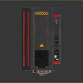 Rustic Industrial Metallic Equipment Featuring Control Panel Buttons And Red Warning Stripes