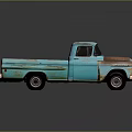 Vintage Chevrolet Pickup Model with Blue Body Rusty Details Decorative Household Display Ornament
