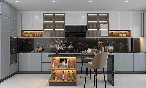 Open kitchen Modern kitchen 3d model