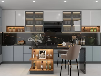 Open kitchen Modern kitchen 3d model