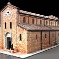 Red Brick European style Architecture Dome With Arched Windows And Sloped Roof