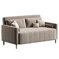 Modern Gray Sofa With Multiple Cushions And Wooden Legs Design 3d model