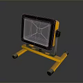 Yellow And Gray Portable Floodlight With Sturdy Stand For Outdoor Illumination