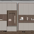 Modern Shoe Cabinet Integrated Storage Design With Wooden Panels And Hanging Area
