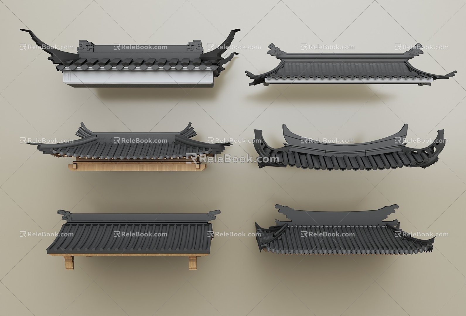 Chinese-style eaves Chinese-style eaves line Cornice ridge Chinese-style component Eaves tile ridge tile component 3d model