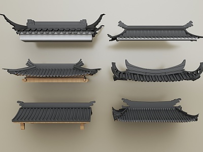 Chinese-style eaves Chinese-style eaves line Cornice ridge Chinese-style component Eaves tile ridge tile component 3d model