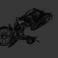 Old Motorcycle With Worn Black Seat Rusty Metal Parts And Red Cloth Decoration