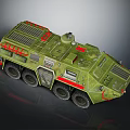 Green Six Wheeled Military Armored Vehicle With Roof Equipment And Ventilation Grilles