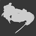 Game Movie Character In White Outfit Black Pants With Muscular Build And Large Scythe
