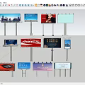 Various Outdoor Billboards With Different Brand Logos And Colorful Designs