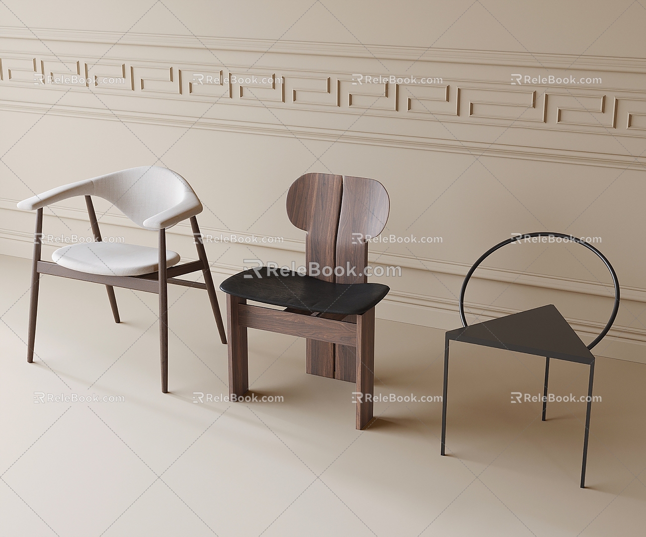 Modern Dining Chair Single Chair Leisure Chair 3d model