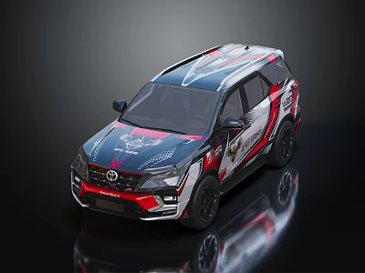 Sporty SUV With Colorful Livery Black Wheels And Dynamic Racing Design 3d model