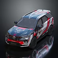 Sporty SUV With Colorful Livery Black Wheels And Dynamic Racing Design