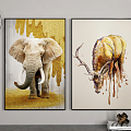 Modern Animal Painting Elephant Abstract Decorative Painting 3d model