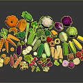 Colorful Fresh Assorted Vegetables Displayed With Carrots Cabbage And Bell Peppers