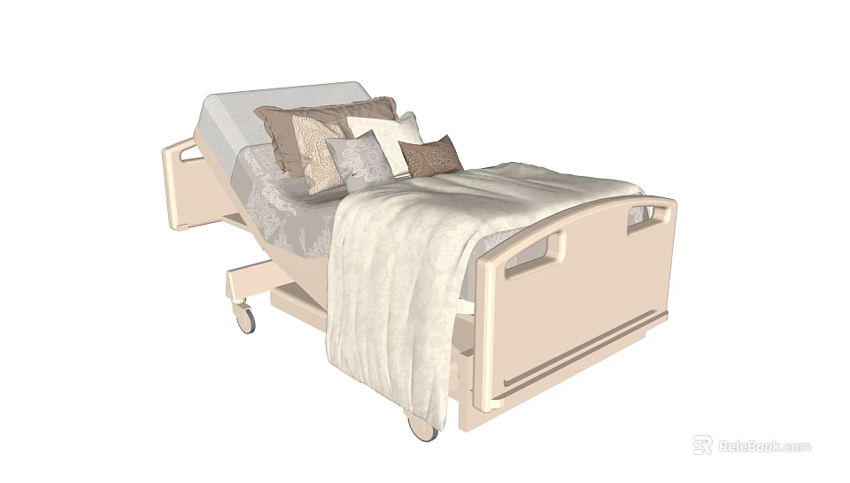 Comfortable Hospital Bed With Soft Pillows And Warm Blanket Mattress 3d model 