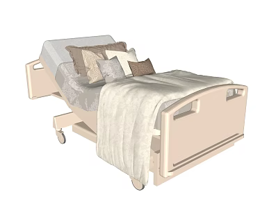 Comfortable Hospital Bed With Soft Pillows And Warm Blanket Mattress 3d model