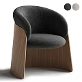 Modern Accent Leisure Chair With Gray Fabric Cushion And Wooden Frame Design