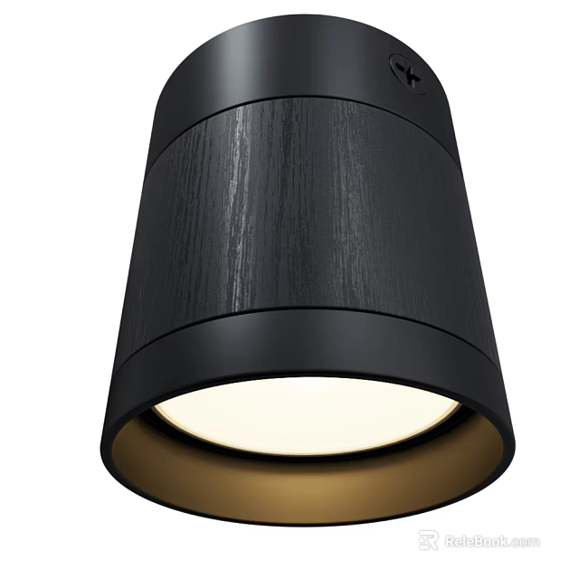 Modern Black Downlight Spotlight with Wood Grain Design and Sleek Cylindrical Shape 3d model 