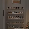 Multilayer Light Colored Shoe Rack Organizing Sneakers and Casual Shoes at Home Entrance