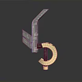 Modern Weapon 3D Model Featuring Golden Ring Base Wooden Handle And Metallic Blade 3d model