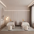 Modern Luxury Beauty Salon Interior With Two White Minimalist Beauty Beds Lighting And Plants