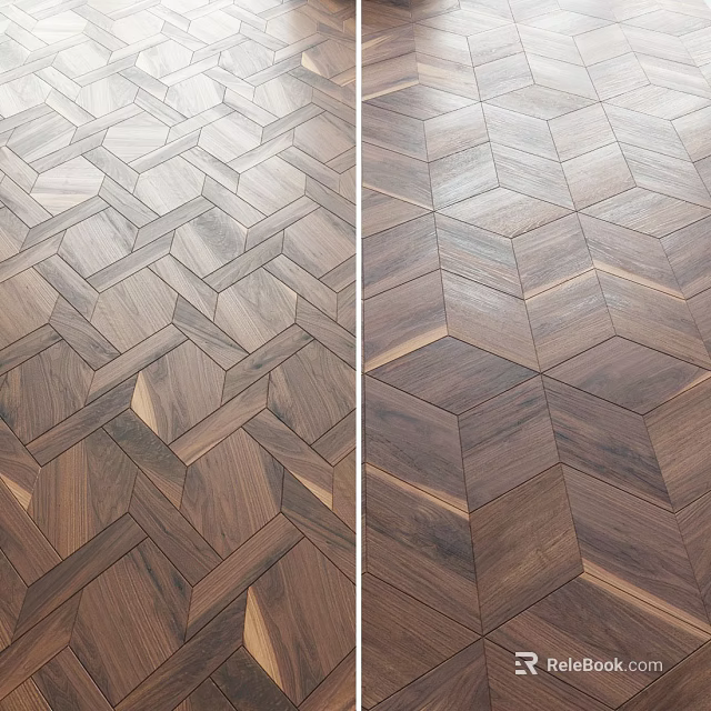Wooden Flooring With Different Geometric Patterns 3d model