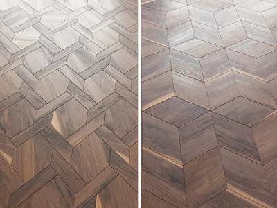 Wooden Flooring With Different Geometric Patterns 3d model