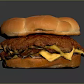 Appetizing Hamburger With Soft Golden Bun Juicy Purple Patty And Melted Cheese