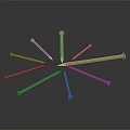 Hardware Tools Display Radially Arranged Metal Nails On Dark Background 3d model