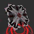 Star Shaped Metallic Weapon With Spikes Red Center And Red Magic Circle Base 3d model