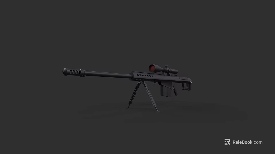 High Precision Sniper Rifle With Long Barrel Tactical Scope And Adjustable Bipod 3d model 