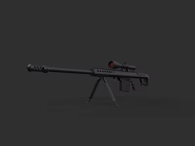 High Precision Sniper Rifle With Long Barrel Tactical Scope And Adjustable Bipod 3d model