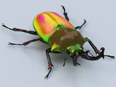 Vibrant Reptile With Colorful Scales Brown Head And Black Limbs On White Background 3d model