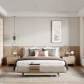 Japanese Inspired Bedroom Interior Design With Wooden Sliding Doors Wall Art And Lantern Light Fixture