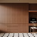 Modern Wooden Bookcase With Built In Cabinet Doors Drawers And Workstation Chair
