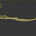 Decorative Sword With Green Patterned Blade And Blue Orange Hilt Design