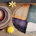 Vibrant Round Area Rugs With Multicolored Patterns Fringed Edges And Yellow Decor