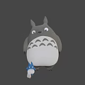 Gray Totoro Character With Pointed Ears White Belly And Small Blue Figure