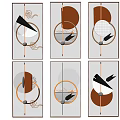Modern Abstract Wall Decor With Geometric Shapes Framed Six Panel Arrangement 3d model