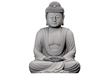 Detailed Buddha Stone Sculpture With Serene Expression And Sitting Posture Design 3d model