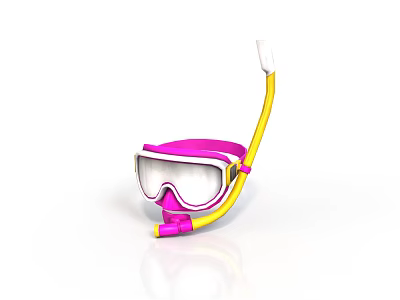 Pink Snorkel Mask And Yellow Tube Underwater Swimming Gear Set 3d model