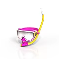 Pink Snorkel Mask And Yellow Tube Underwater Swimming Gear Set