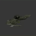 Futuristic Sci Fi Aircraft Design With Green Armor Cockpit And Thrusters