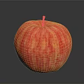 Fresh Red Striped Apple With Brown Stem On Black Reflective Surface
