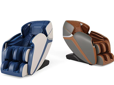 Modern Blue and Brown Massage Chairs with Ergonomic Design and Comfortable Seats 3d model