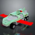 Kids Light Green Toy Car With Red Wings Black Wheels And 2000 Design