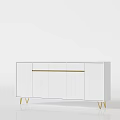Modern White Sideboard with Gold Accents and Gold Legs for Minimalist Dining Room Decor