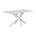 Modern Dining Table With Glass Top And Black X Shaped Legs